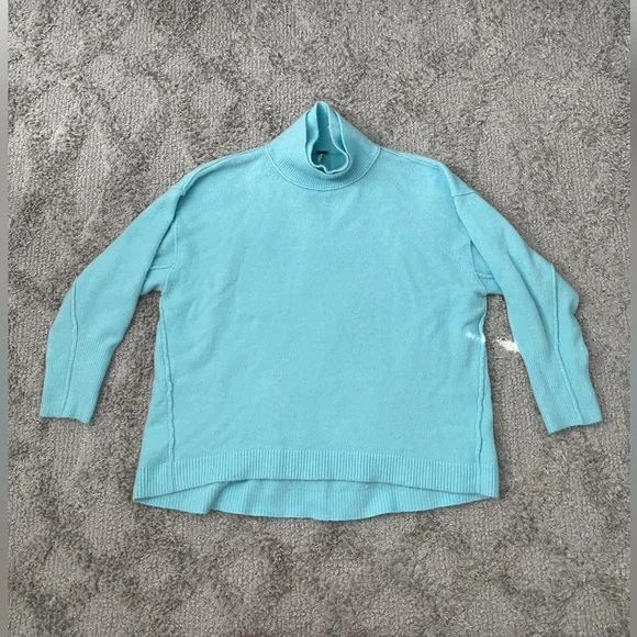 Free People AQUA BLUE After Glow mock neck sweater - Picture 6 of 7